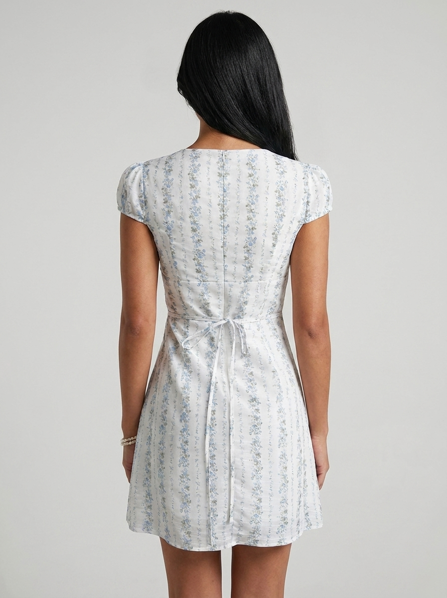 Kristine | Timeless Floral Tie-Front Mini Summer Dress