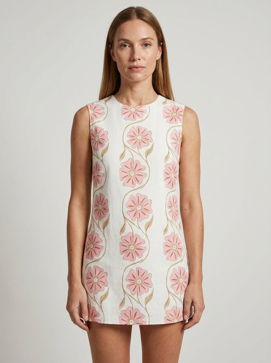 Hannah | Sophisticated Floral Sleeveless Mini Dress