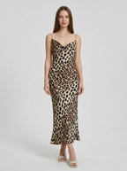 Lucinda |  GraciousLeopard Print Satin Maxi Dress