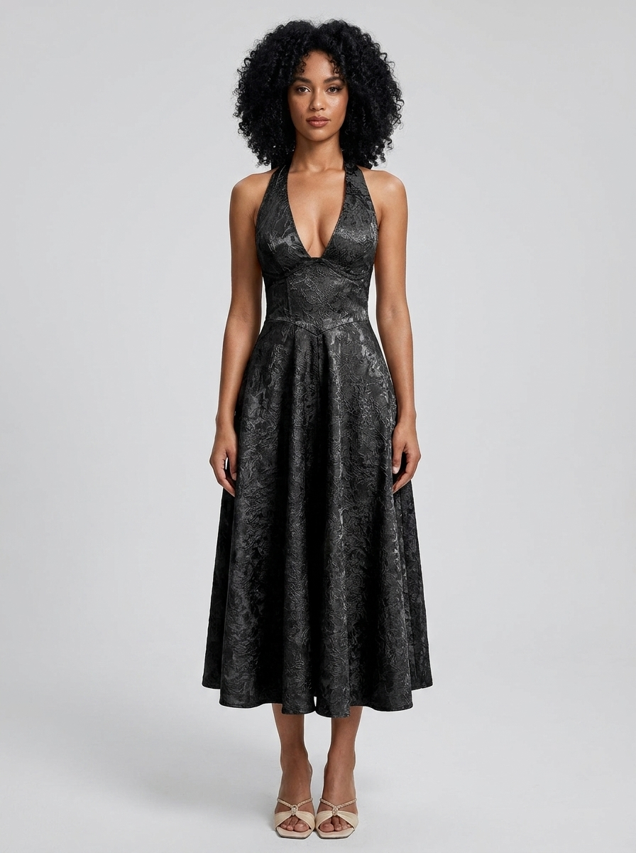 Elodie | Elegant Deep V A-Line Evening Dress