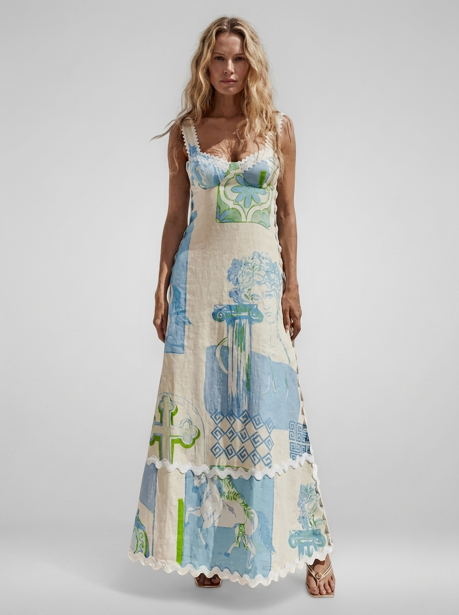 Helene | Vintage Print Maxi Summer Dress