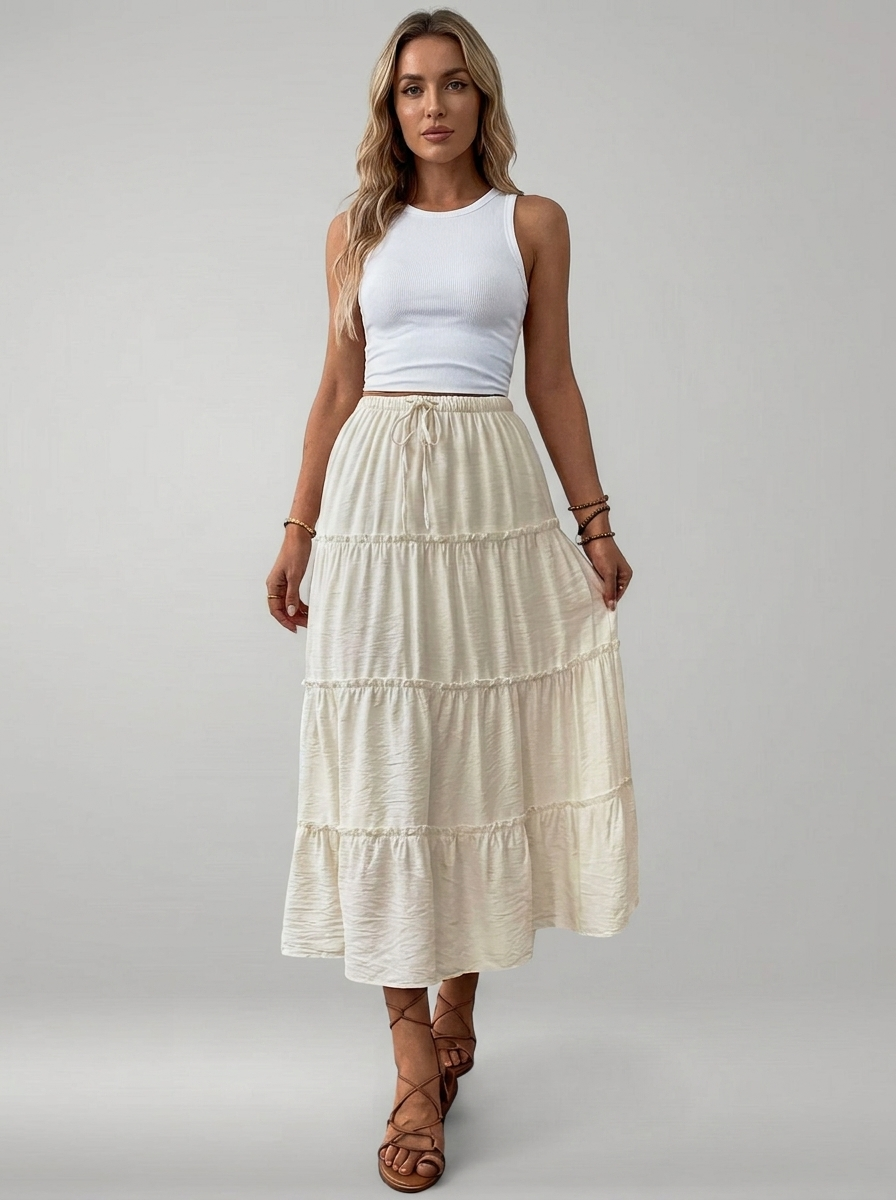 Lilia | High Waisted Boho Summer Flowing Skirt