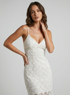 Nancy | Charming White Lace Floral Crochet Mini Dress