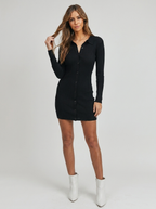 Monica | Timeless Button Up Ribbed Mini Shirt Dress