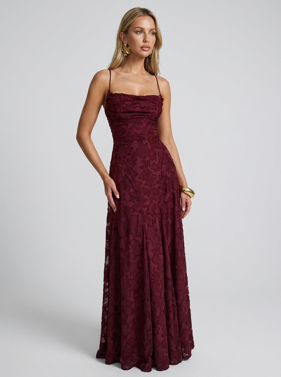 Beatrice | Contemporary Lace Spaghetti Strap Maxi Dress