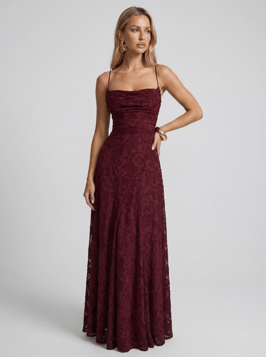 Beatrice | Contemporary Lace Spaghetti Strap Maxi Dress - HoneyvineDress