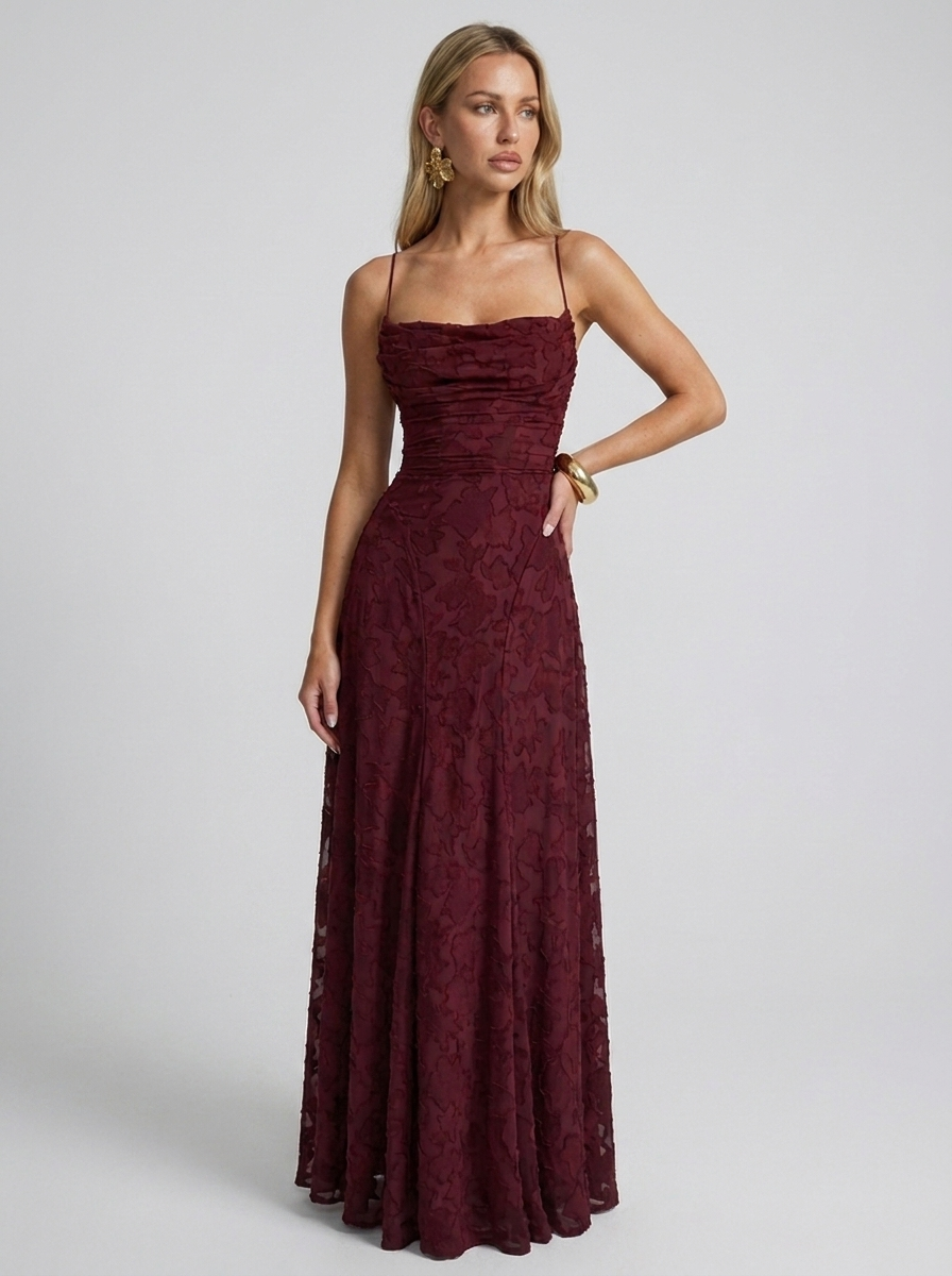Beatrice | Contemporary Lace Spaghetti Strap Maxi Dress