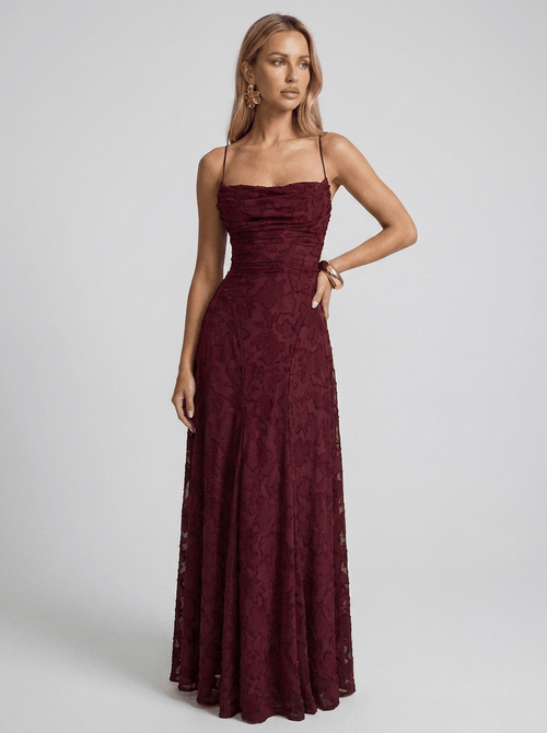 Beatrice | Contemporary Lace Spaghetti Strap Maxi Dress - HoneyvineDress