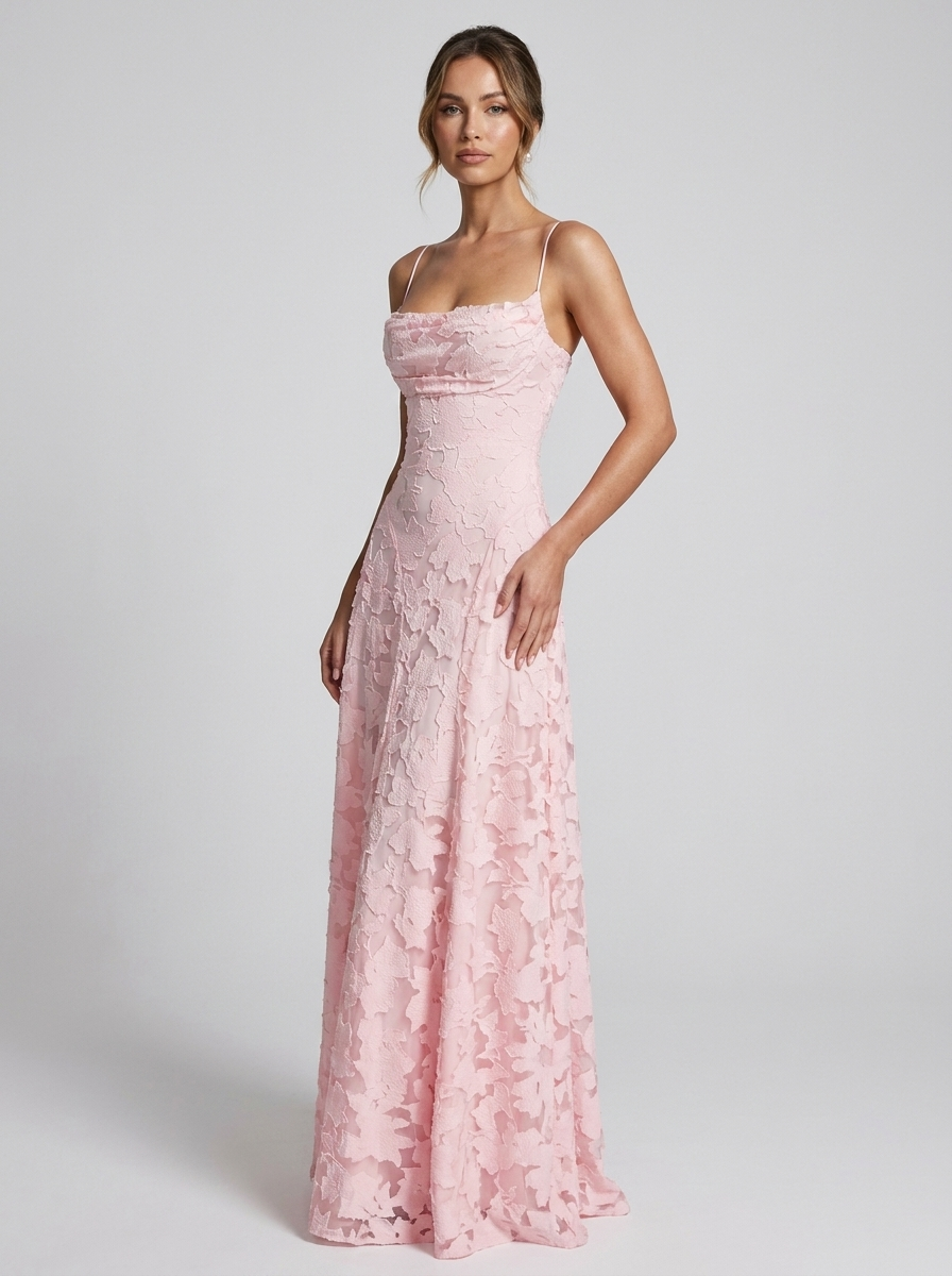 Beatrice | Contemporary Lace Spaghetti Strap Maxi Dress