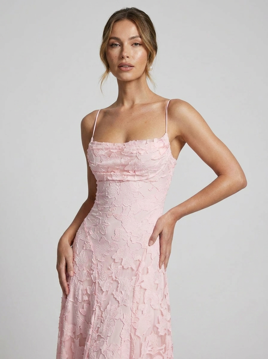 Beatrice | Contemporary Lace Spaghetti Strap Maxi Dress