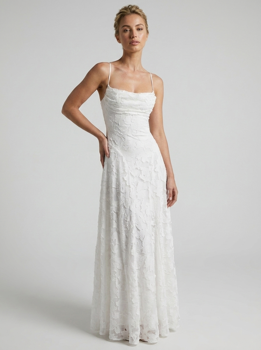 Beatrice | Contemporary Lace Spaghetti Strap Maxi Dress