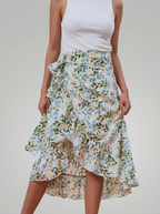 Miriam | Airy Floral Wrap Midi Skirt