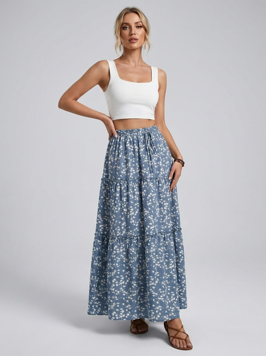 Marcella | Floral Boho Maxi Skirt