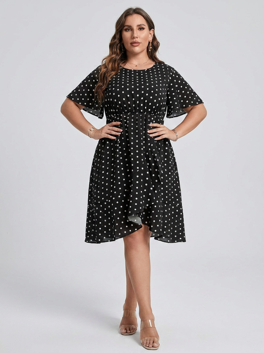 Robyn | Plus Size Polka Dot Flowy Dress