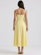 Olivia | Trendy Corset A-Line Slit Midi Cocktail Dress