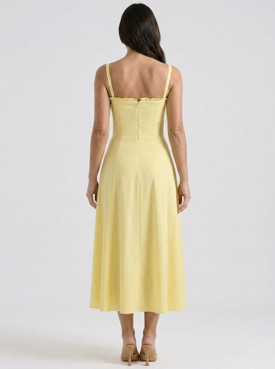Olivia | Trendy Corset A-Line Slit Midi Cocktail Dress