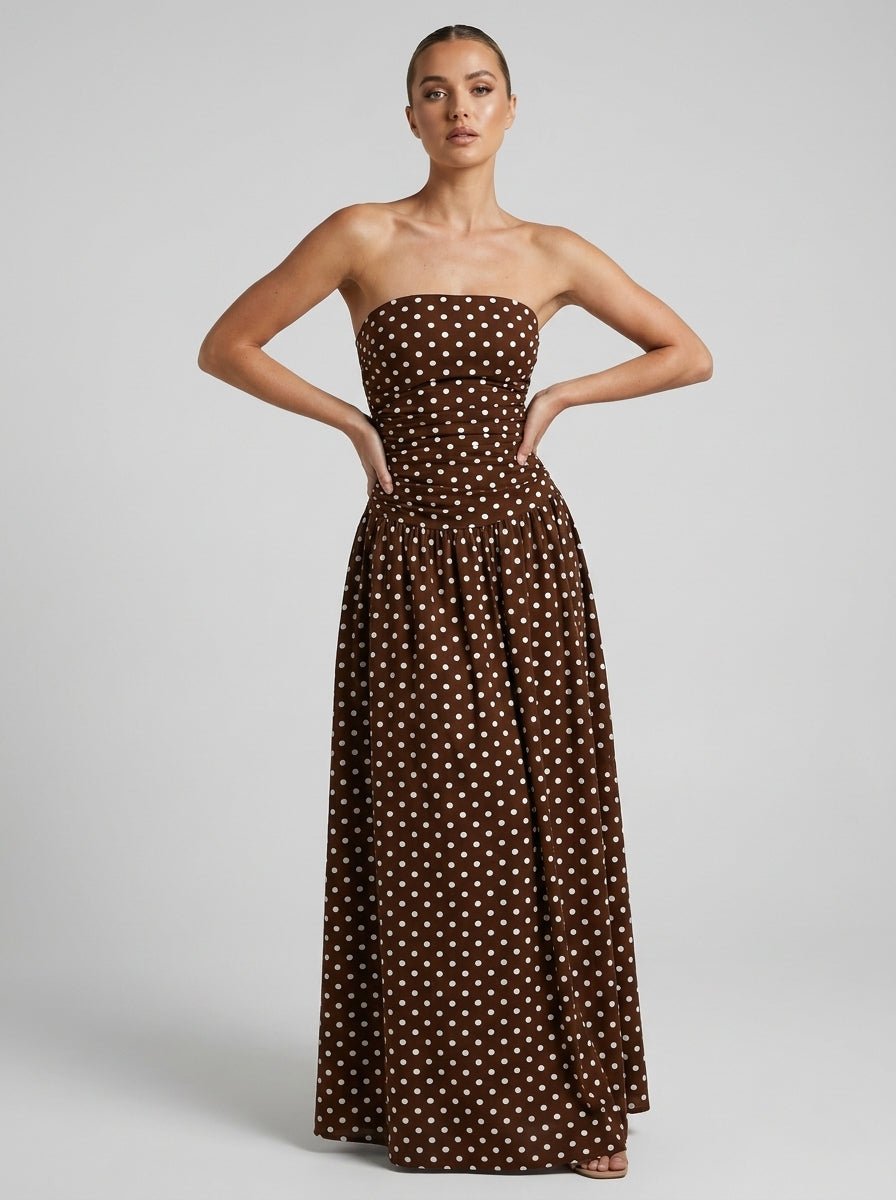 Mandy | Elegant Polka Dot Strapless Maxi Summer Dress