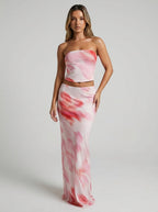 Seraphina | Printed Tube Top and Skirt Set – Chic Vacation Outfit - HoneyvineDress
