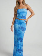 Seraphina | Printed Tube Top and Skirt Set – Chic Vacation Outfit - HoneyvineDress