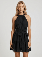 Eva | Casual Sleeveless Tie Waist Mini Flowy Summer Dress - HoneyvineDress