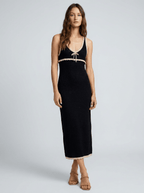 Elara | Elegant Black Knit Maxi Bodycon Resort Dress - HoneyvineDress