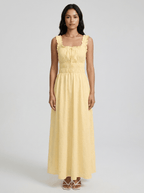 Talia | Cute Ruffle Smocked Maxi Dress - HoneyvineDress