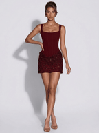 Audrey | Glam Sequin Bodycon Party Mini Dress - HoneyvineDress