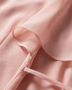Delphine Chiffon V-Neck Flutter Sleeve Gown - Blush Pink, fabric detail 2