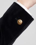 Deborah Classic One Button Blazer - Black - fabric macro 2