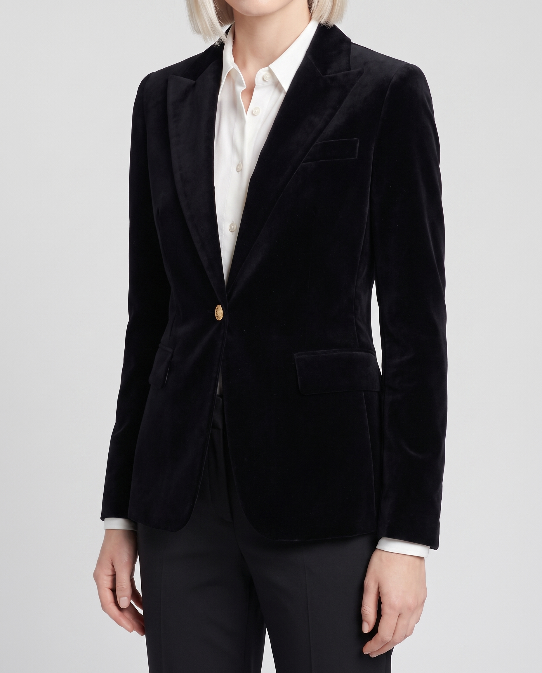 Deborah Classic One Button Blazer - Black - detail