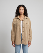 Eden Cozy Casual Corduroy Jacket - Khaki - front