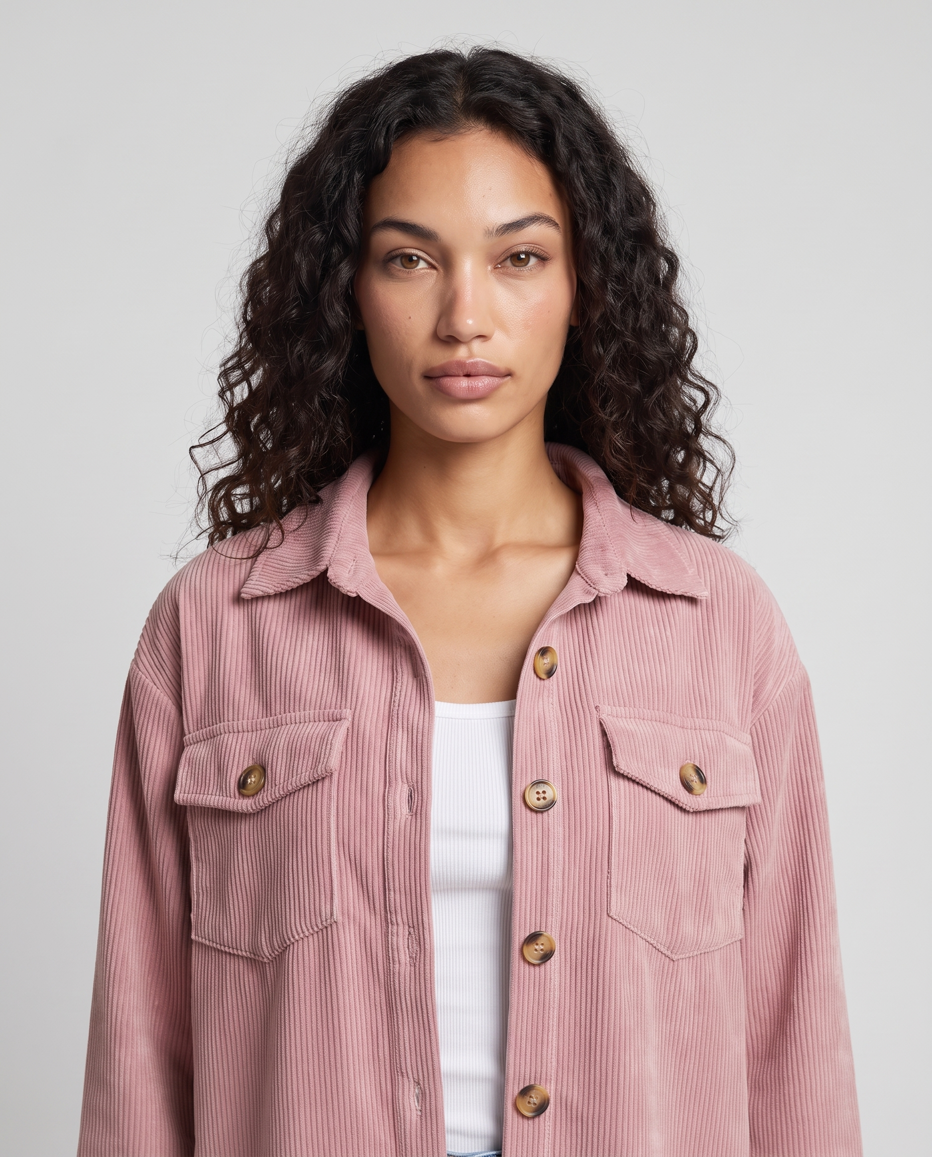 Eden Cozy Casual Corduroy Jacket - Pink - detail