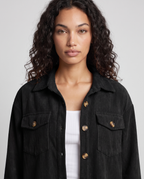 Eden Cozy Casual Corduroy Jacket - Black - detail