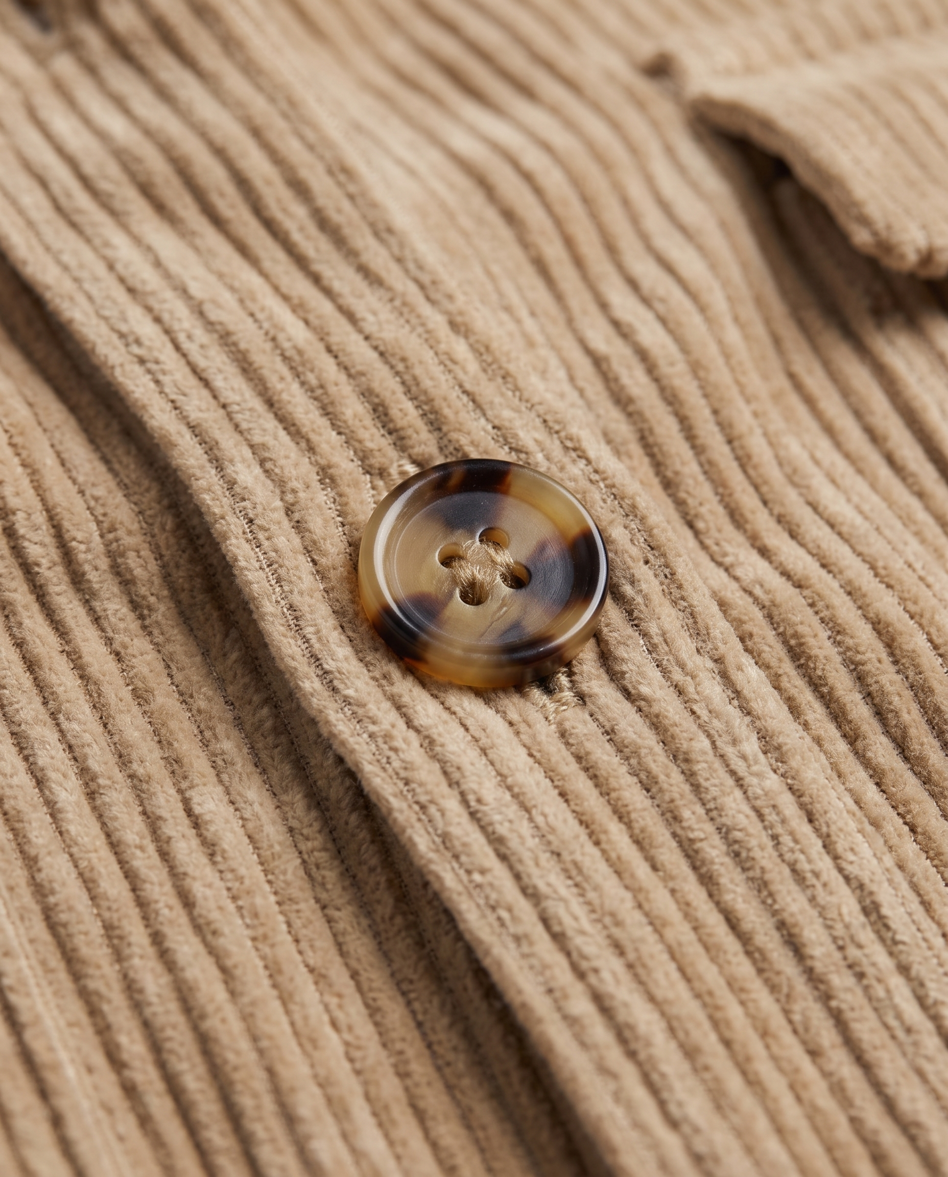 Eden Cozy Casual Corduroy Jacket - Khaki - fabric macro