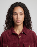 Eden Cozy Casual Corduroy Jacket - Wine Red - detail