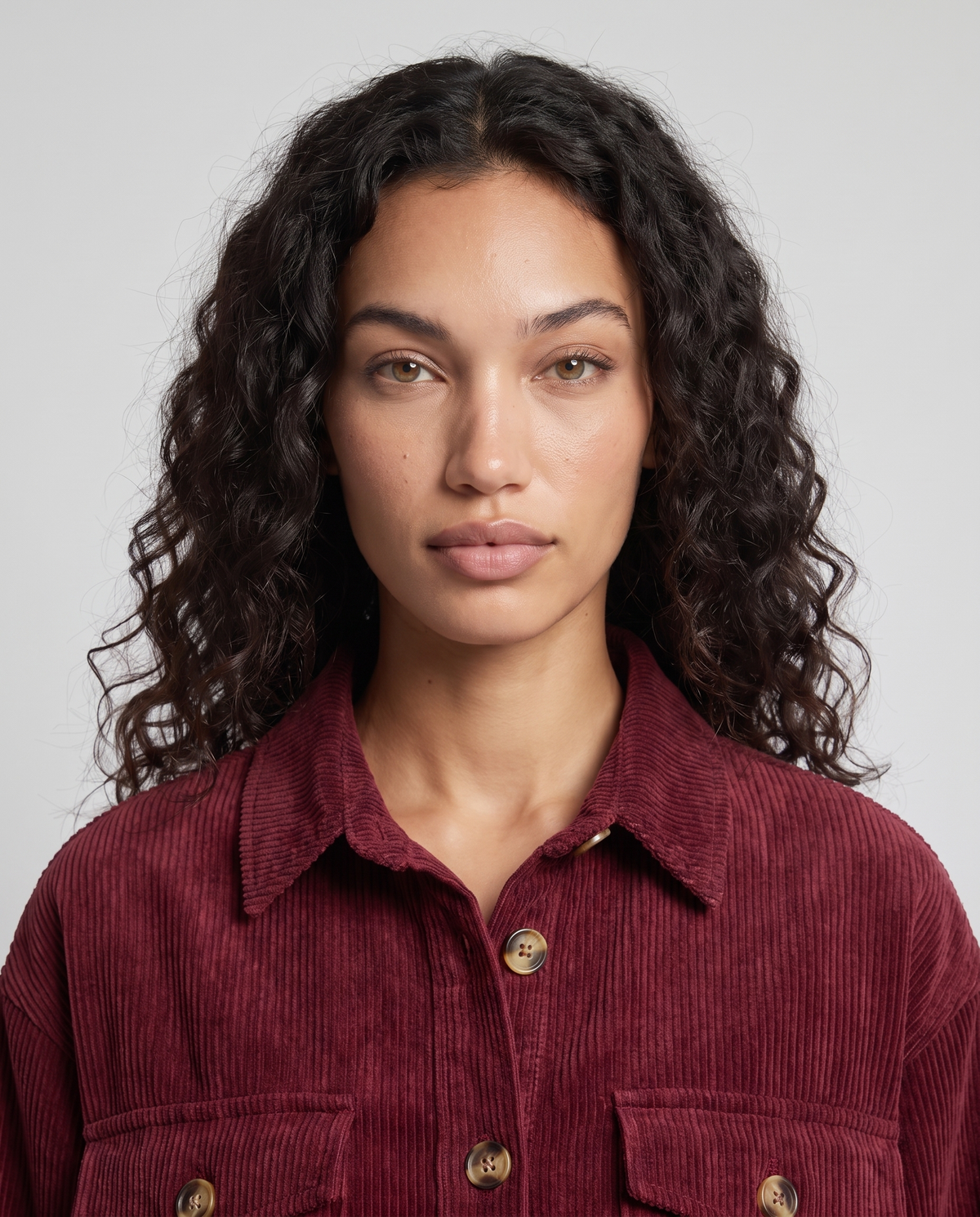 Eden Cozy Casual Corduroy Jacket - Wine Red - detail