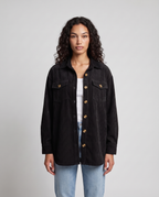 Eden Cozy Casual Corduroy Jacket - Black - front