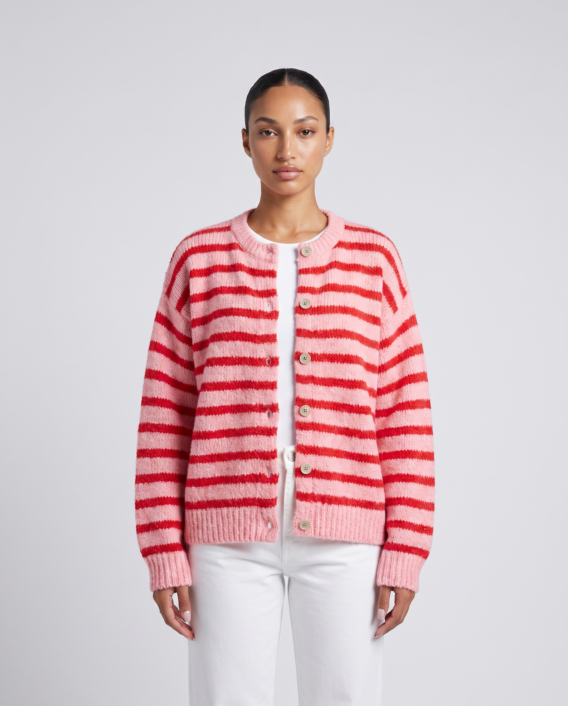 Barbara striped cardigan - Red front