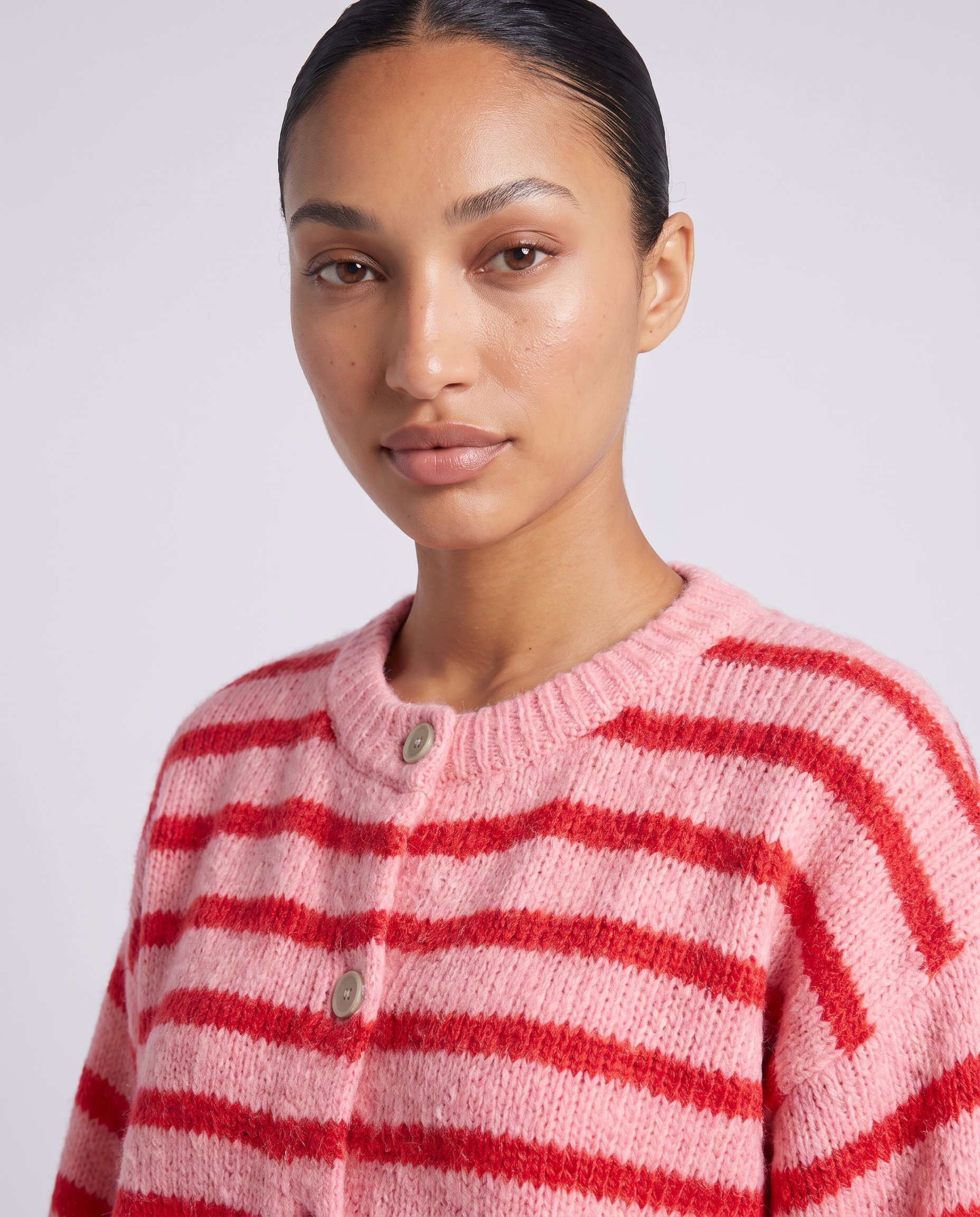 Barbara striped cardigan - Red close-up