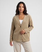 Denise corduroy cardigan - Khaki front