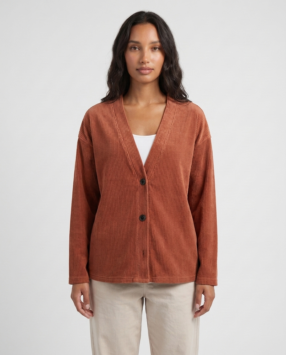 Denise corduroy cardigan - Terracotta