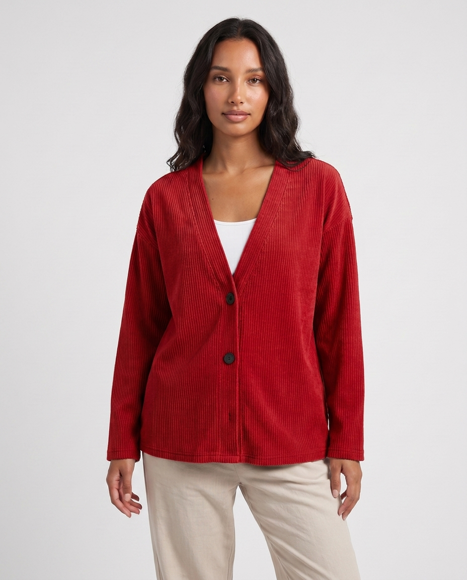 Denise corduroy cardigan - Scarlet