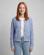 Cozy Hollow-Out Knit Cardigan for Fall - Blue master