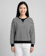 Playful Contrast Trim Sweatshirt for Fall - Black And White master