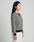 Playful Contrast Trim Sweatshirt for Fall - Black And White side