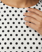 Chic Polka Dot Blouse for Everyday - White Polka Dots fabric1