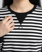 Playful Contrast Trim Sweatshirt for Fall - Black And White fabric1