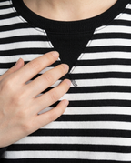 Playful Contrast Trim Sweatshirt for Fall - Black And White fabric2