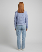 Cozy Hollow-Out Knit Cardigan for Fall - Blue back