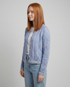 Cozy Hollow-Out Knit Cardigan for Fall - Blue side